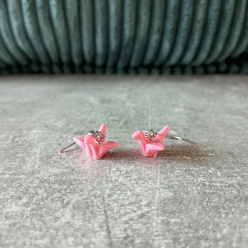 Náušnice ptáčci origami růžové — foto 2