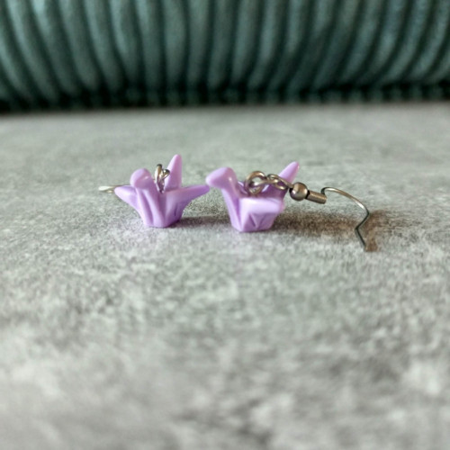Náušnice ptáčci origami fialové — foto 4