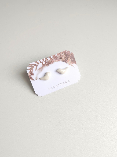 Naušnice bílý ptáček porcelánový — foto 2