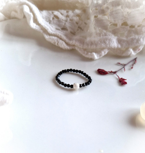 Onyx*broušený*Ag*minimalistický prsten — foto 4