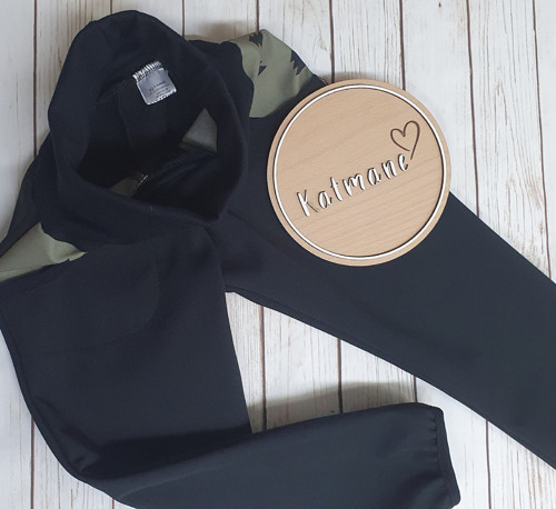 Dětské zimní softshellové kalhoty-černá/stromy — foto 3