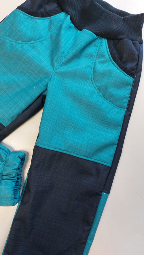 Kalhoty zimní softshell s beránkem Navy+tyrk.v 122 — foto 2
