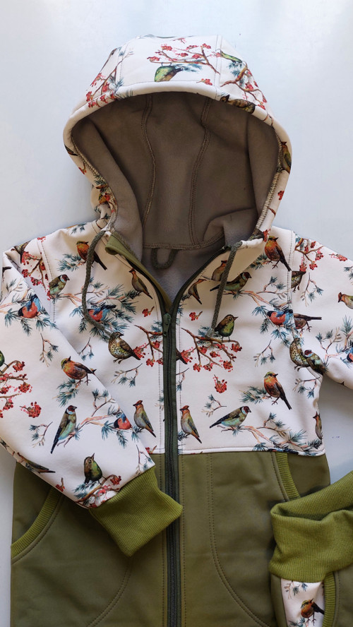 Dětská bunda, softshell , Oliva a Ptáčci v.110 — foto 3