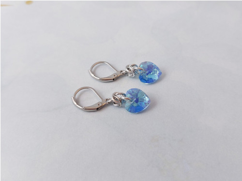 Náušnice se Swarovski srdíčky modravé — foto 2