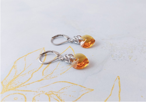 Náušnice se Swarovski srdíčky sluníčkové — foto 2