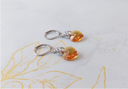 Náušnice se Swarovski srdíčky sluníčkové — foto 3