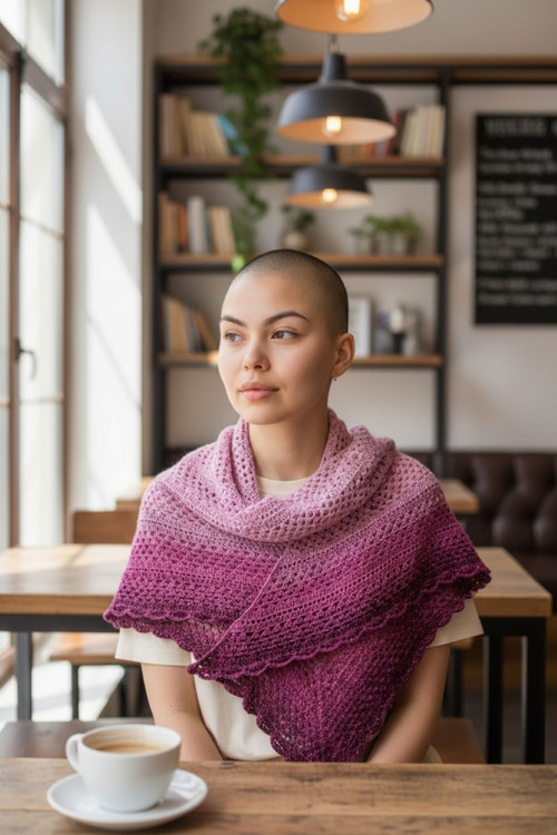 Elegantní háčkovaný šál Berry Rose — foto 2