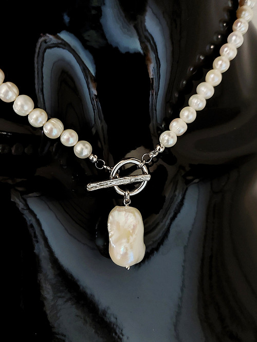 Perlový Ag 925 modelový náhrdelník ESTER Rhodium — foto 3