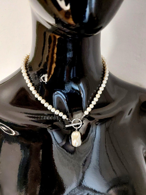 Perlový Ag 925 modelový náhrdelník ESTER Rhodium — foto 4
