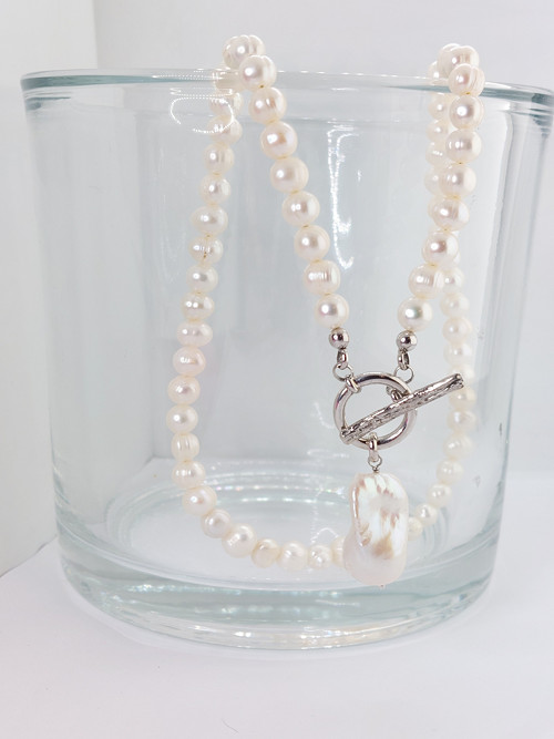 Perlový Ag 925 modelový náhrdelník ESTER Rhodium — foto 5