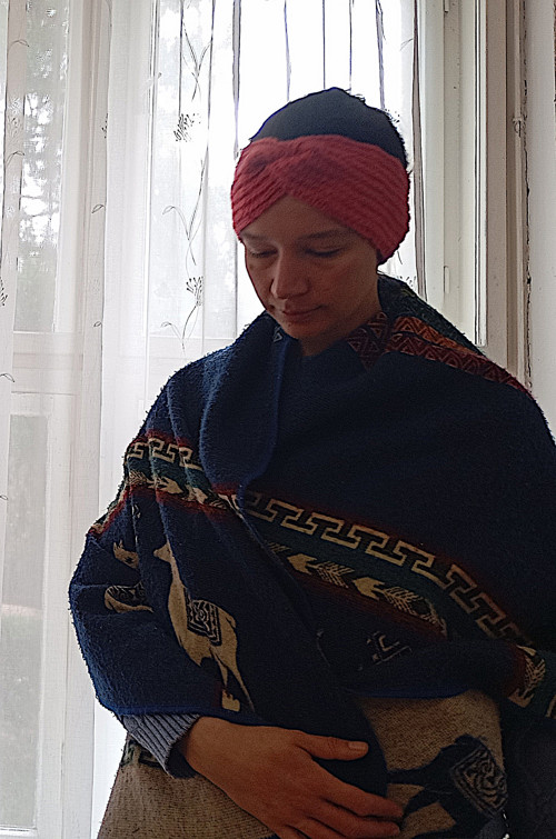 Růžová - háčkovaná čelenka — foto 2