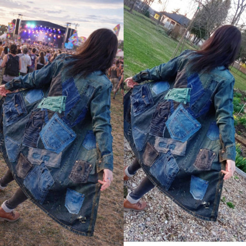 Rebelský boho džínový kabát — foto 3
