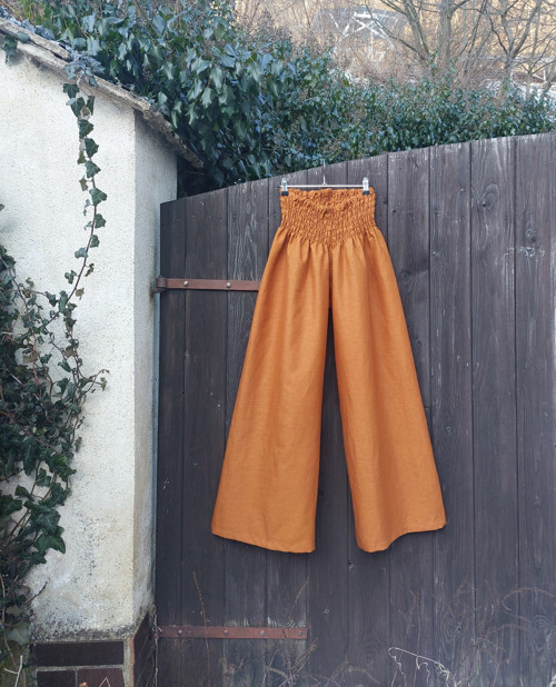 Turecké kalhoty lněné-caramel — foto 2