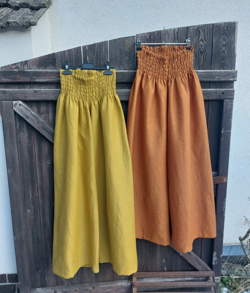 Turecké kalhoty lněné-caramel — foto 5