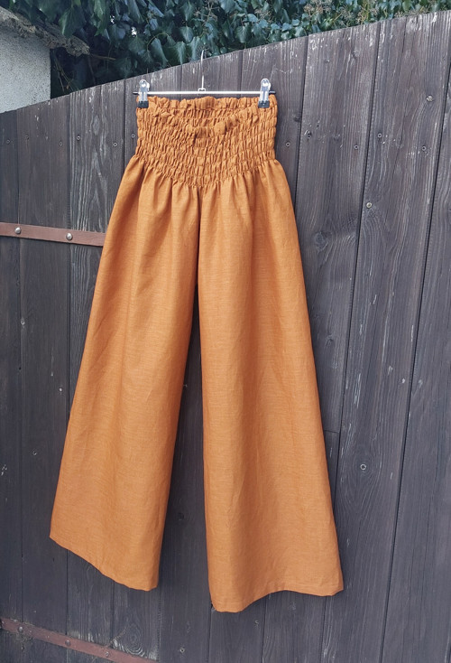 Turecké kalhoty lněné-caramel — foto 3