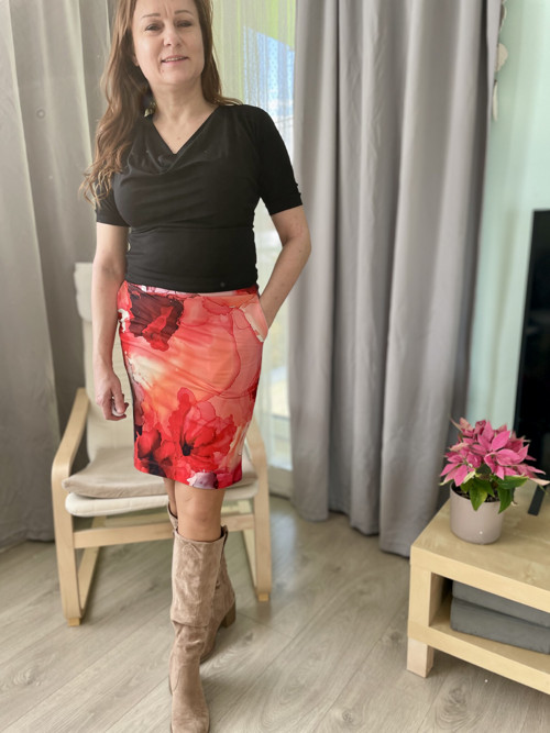 Tepláková sukně Týna - červená — foto 2