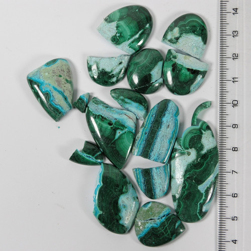 Chrysokol--Malachit, kabošony, 265+ ct./Lot — foto 4