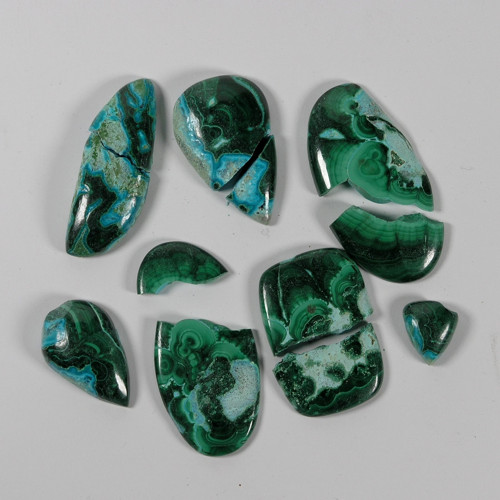 Chrysokol/-Malachit, kabošony, 208+ ct./Lot — foto 2