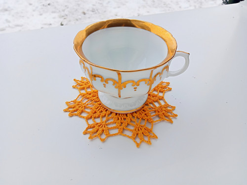 Oranžová dečka háčkovaná, šířka 130mm — foto 2