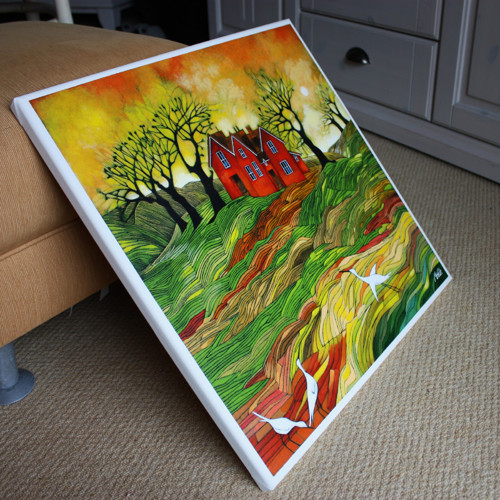 Červené stavení ... 50x50cm — foto 2