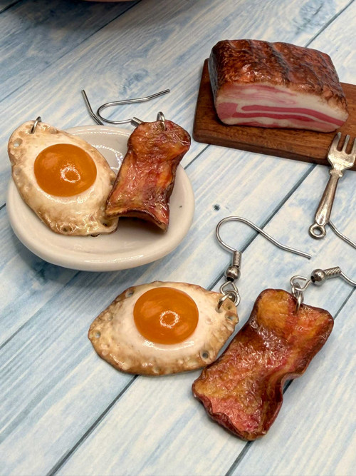 Náušnice slanina s vejcem — foto 2