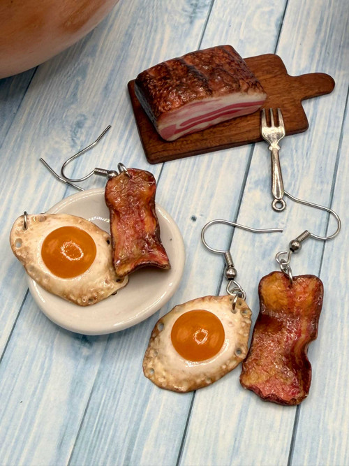Náušnice slanina s vejcem — foto 4