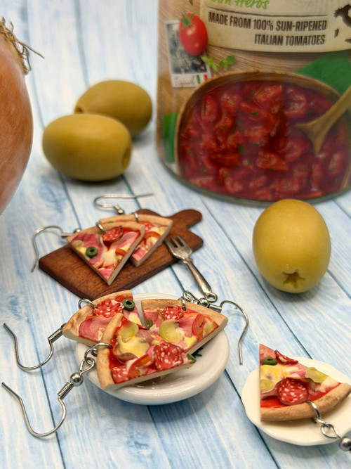 Náušnice pizza se salámem — foto 2