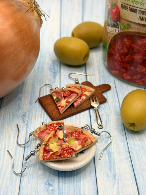 Náušnice pizza se salámem — foto 3