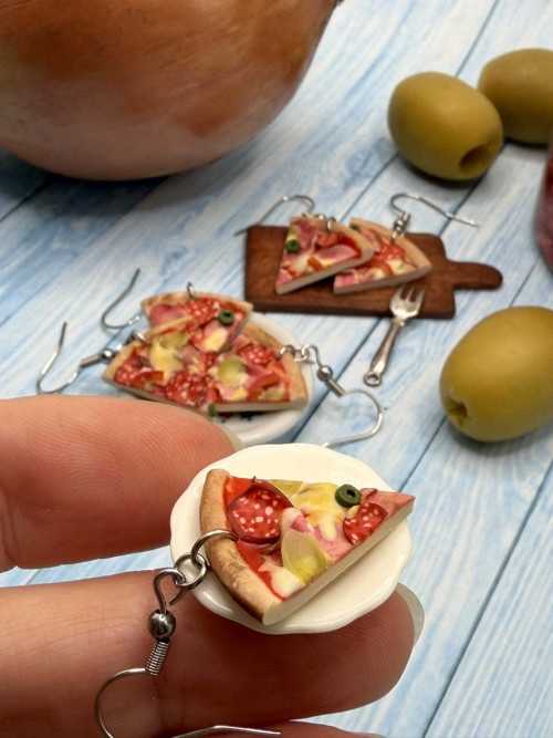 Náušnice pizza se salámem — foto 4
