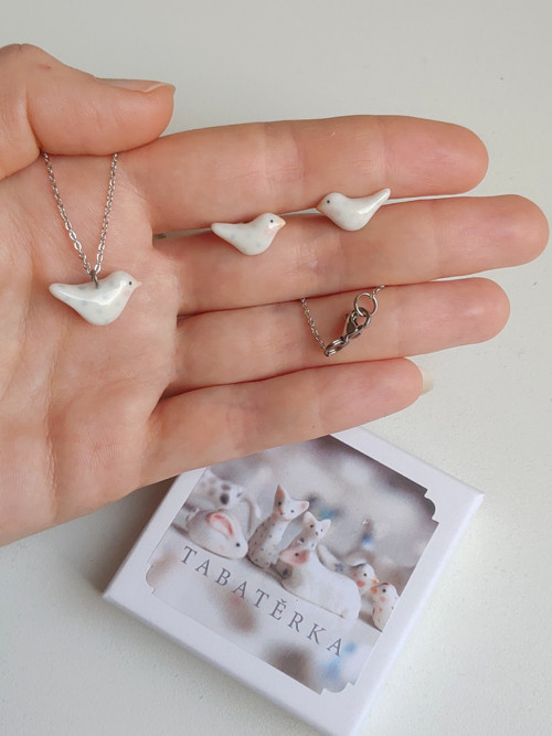 Set ptáčči porcelánoví modrý puntík — foto 3