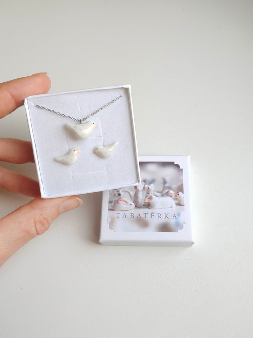 Set ptáčči porcelánoví modrý puntík — foto 4