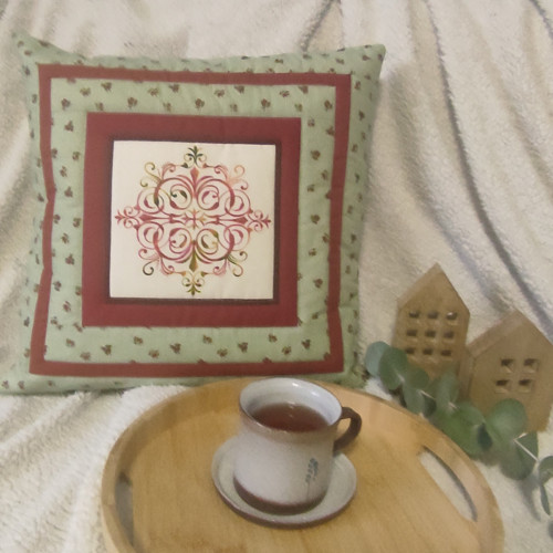 Povlak na polštář patchwork zelenkavý ornament — foto 5