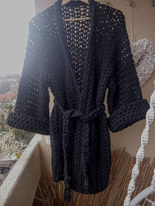 TAJEMNÁ háčkované bavlnené KIMONO — foto 5
