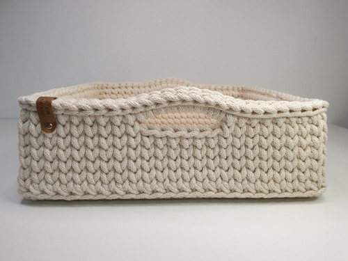 Háčkovaný úložný košík Natural 31 × 31 cm — foto 2