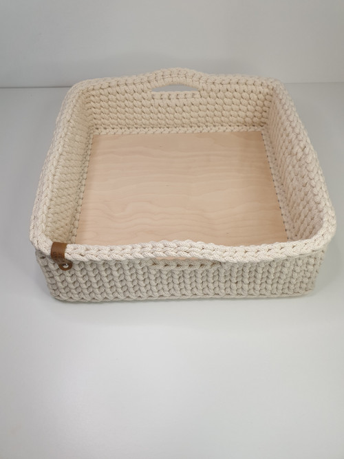 Háčkovaný úložný košík Natural 31 × 31 cm — foto 3