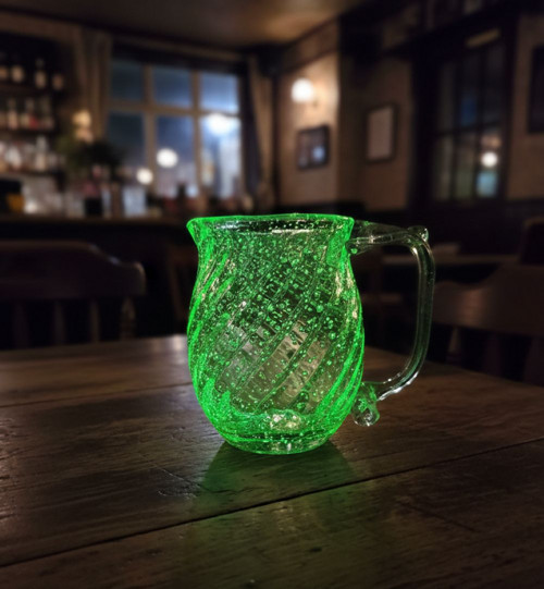 Fluorescenční svítící skleněný půllitr ZELENÝ — foto 2