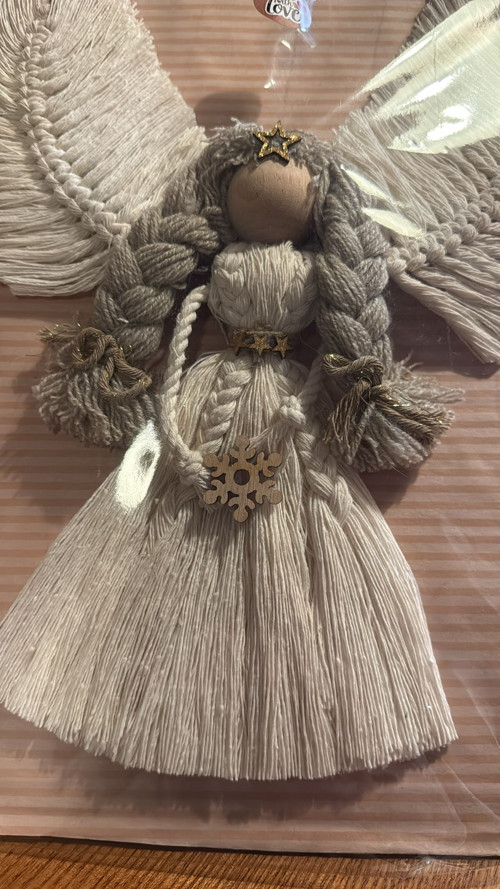 Macrame anděl krémový — foto 2