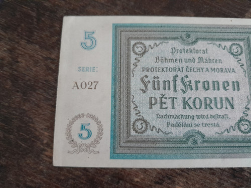 5 korun 1940 protektorát — foto 2