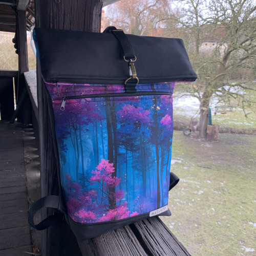 Modro růžový les + přední kapsa na zip — foto 3