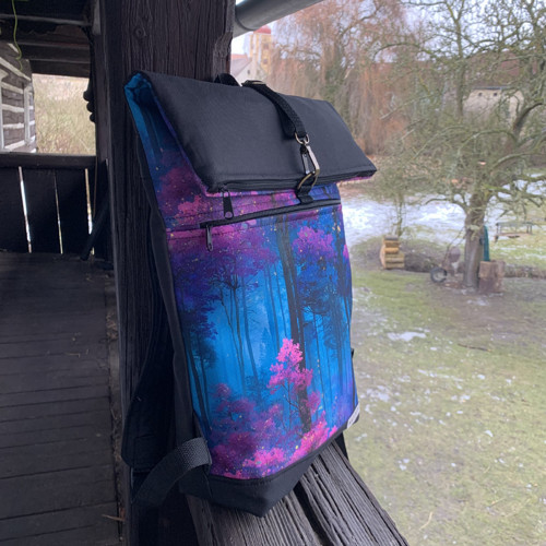 Modro růžový les + přední kapsa na zip — foto 4