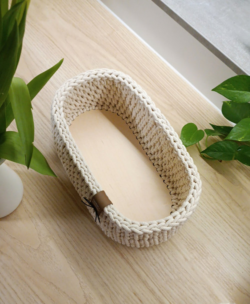 Velký háčkovaný košík 30 x 15 cm — foto 4