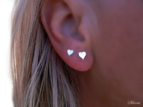 Stříbrné 925 Naušnice, Malá srdíčka, Mini hearts — foto 4