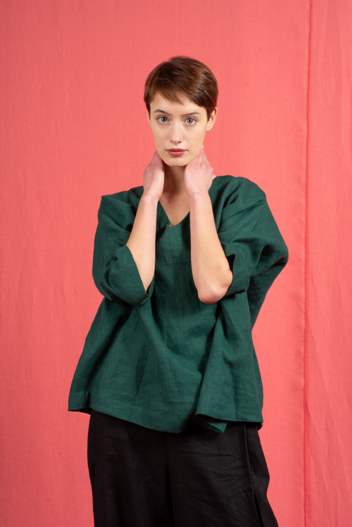 Lněný top Qatar Verde — foto 3