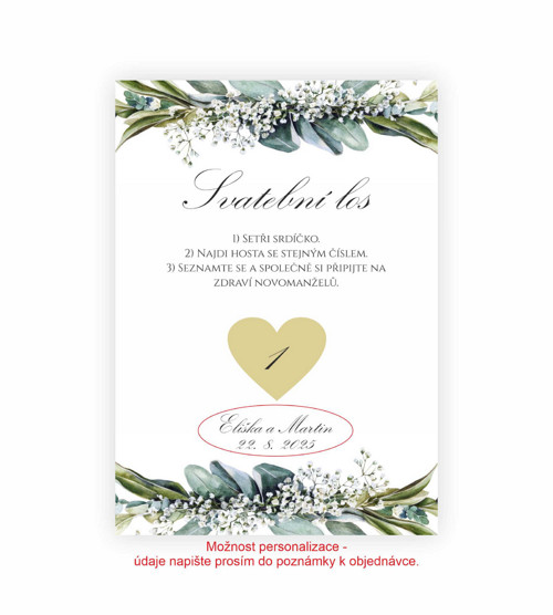 Svatební stírací los Šater a Eucalyptus — foto 2