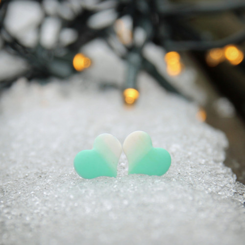 Srdíčka mint+bílá, fimo pecky — foto 2