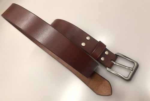 Kožený opasek 4 cm koňak - Basic — foto 2