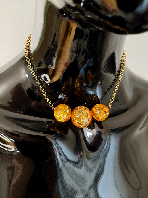 Náhrdelník zlatý AMA jantar — foto 2