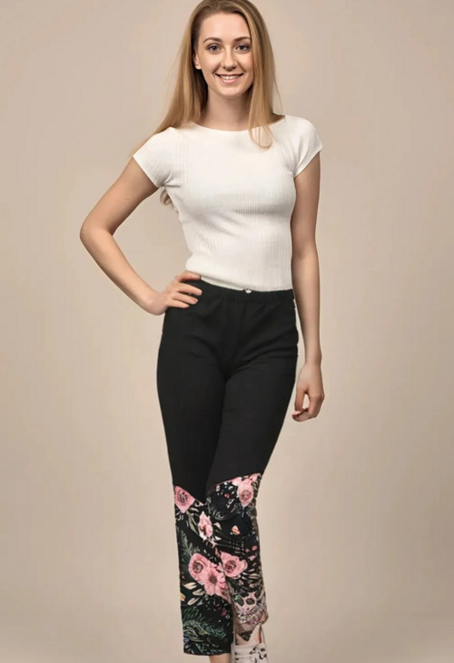 Dámské legíny teplákové Růžičky — foto 4