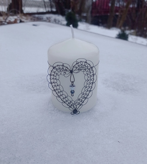 Svíčka krajková srdečná malá — foto 3