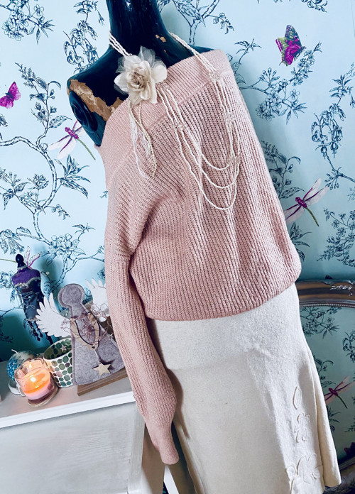 Svetérek powder pink ležérní — foto 3